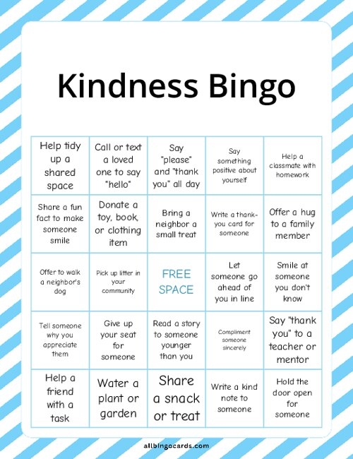 Free Printable Kindness Bingo