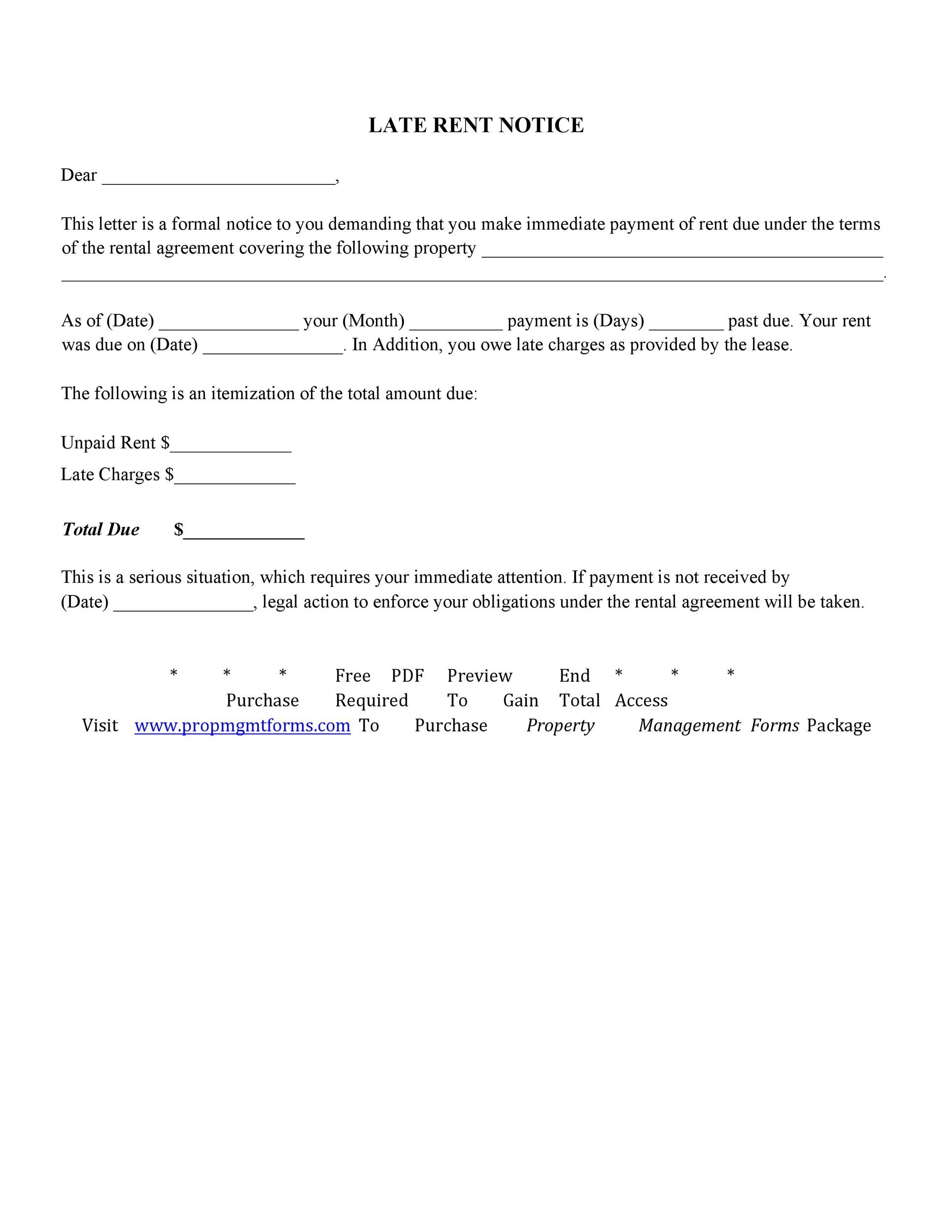 free printable late rent notice template