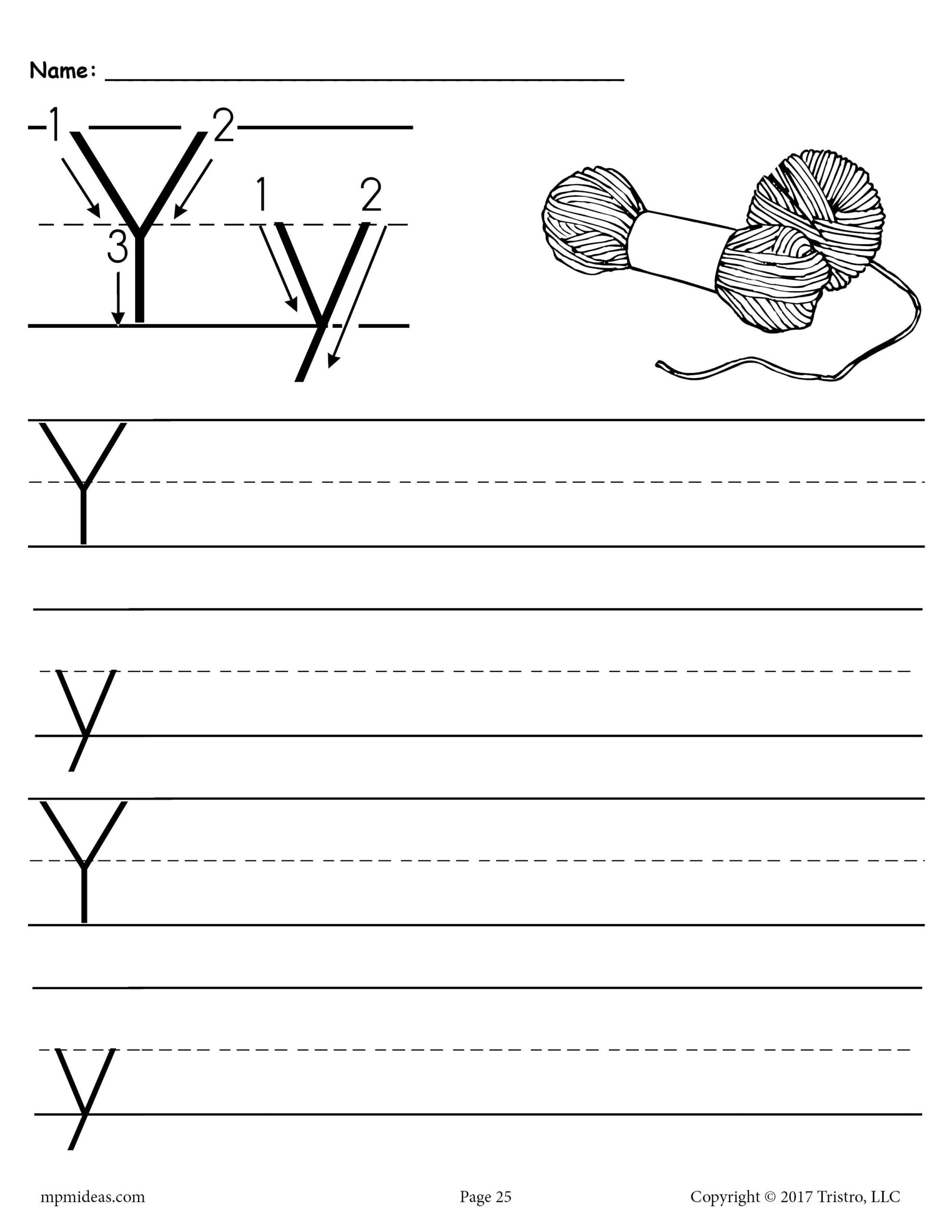 FREE Printable Letter Y Handwriting Worksheet Handwriting Worksheets 