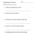 Free Printable Middle School Capitalization Worksheet