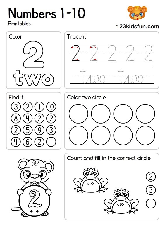 Free Printable Number Worksheets 1 10 For Preschool Kindergarten