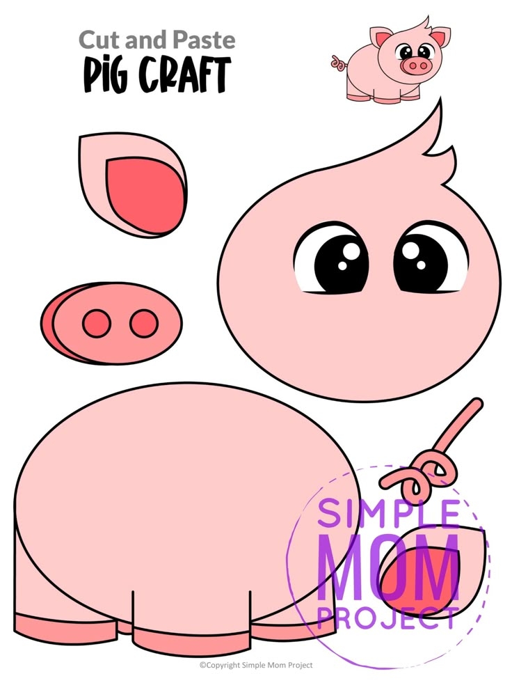 Free Printable Pig Craft Template Simple Mom Project Pig Crafts