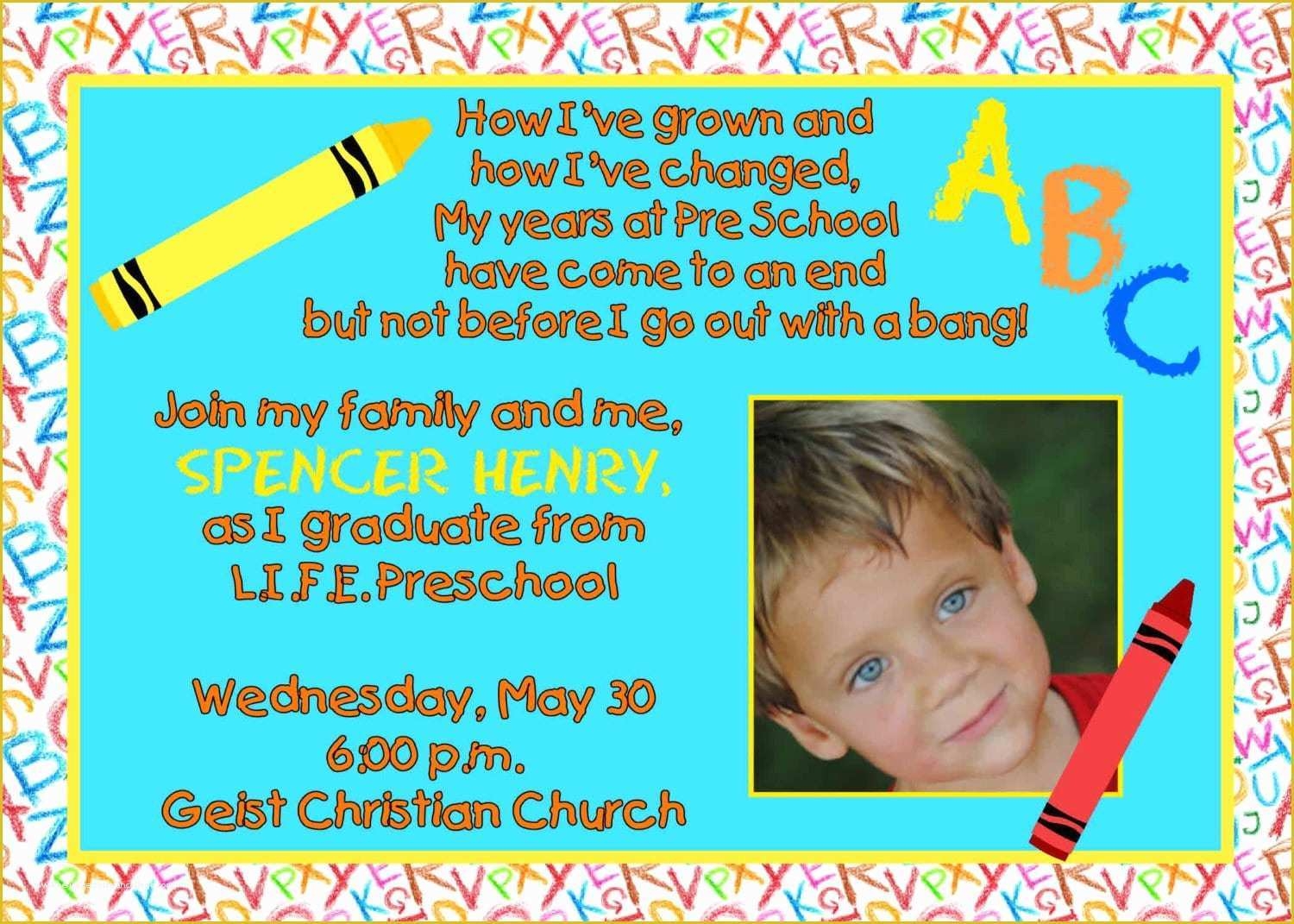 Free Printable Preschool Graduation Invitation Templates Of Preschool