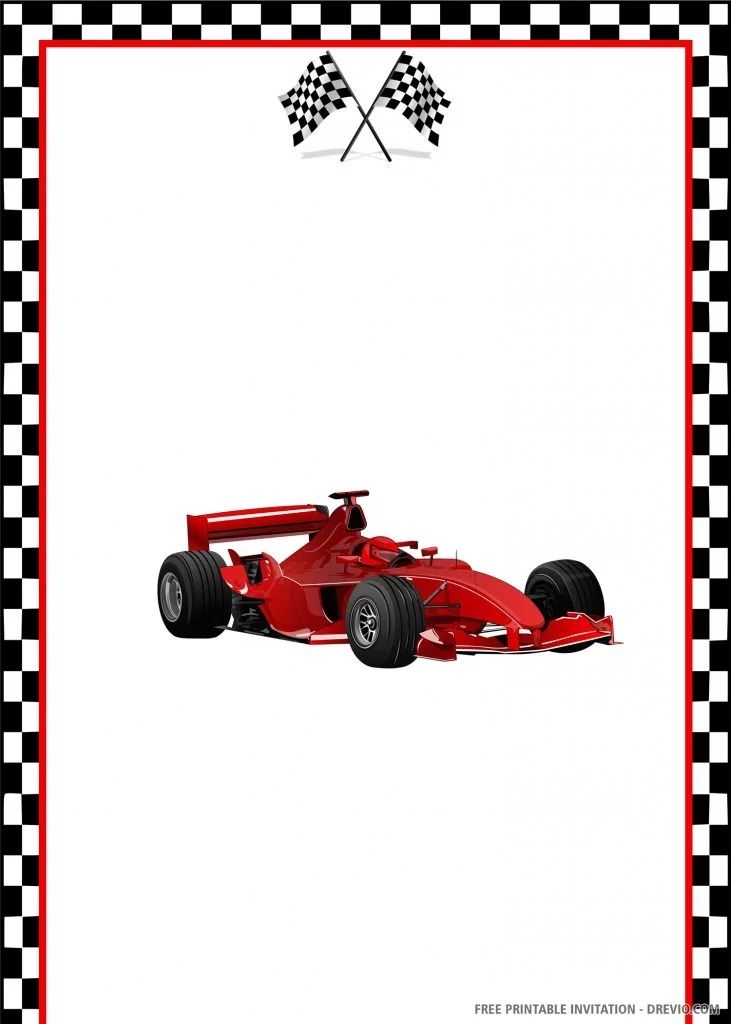 printable race car birthday invitation template free