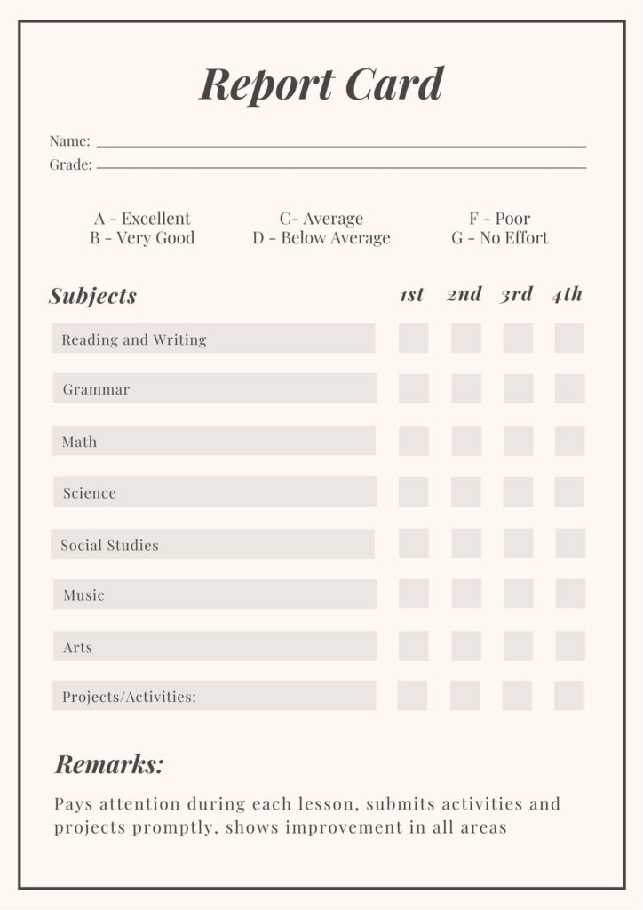 Free Printable Report Cards Free Printable Card
