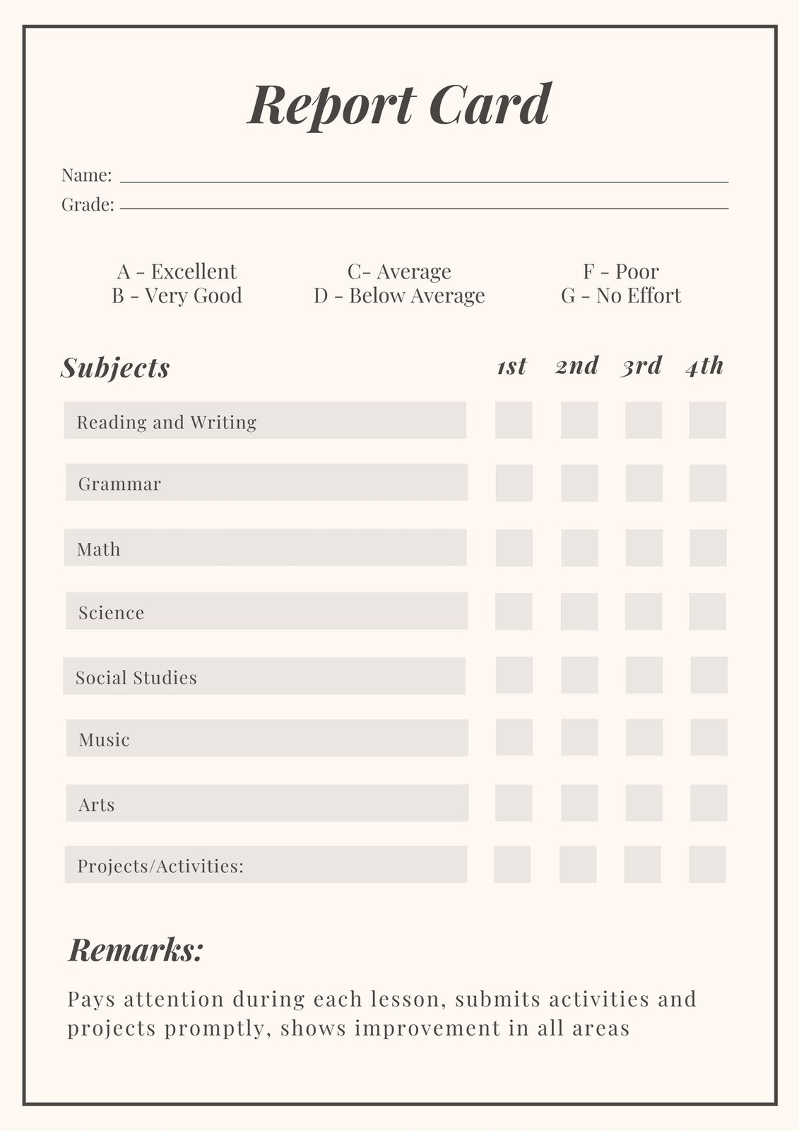 Free Printable Report Cards Free Printable Card
