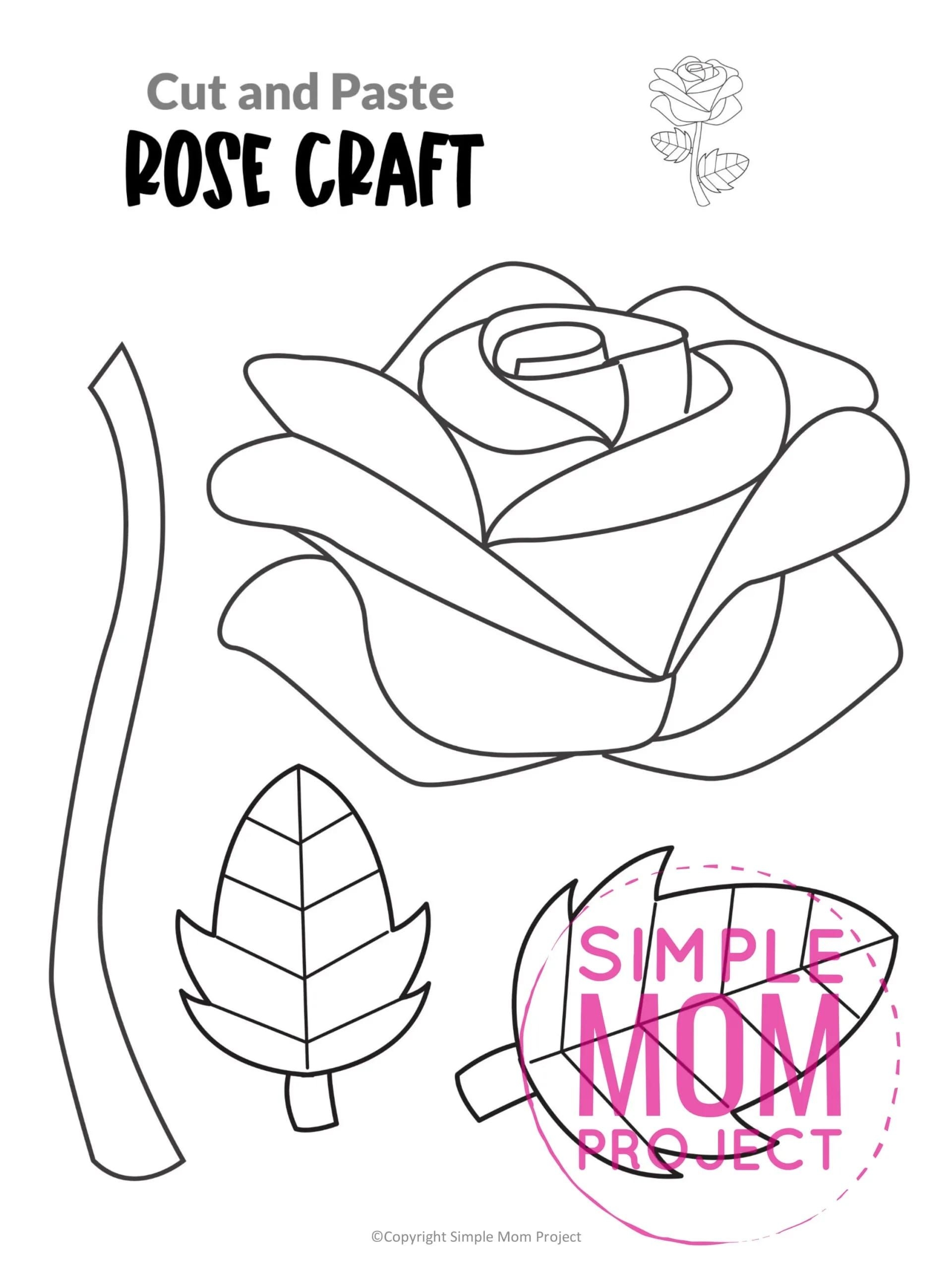 Free Printable Rose Craft Template Rose Crafts Paper Rose Craft Crafts