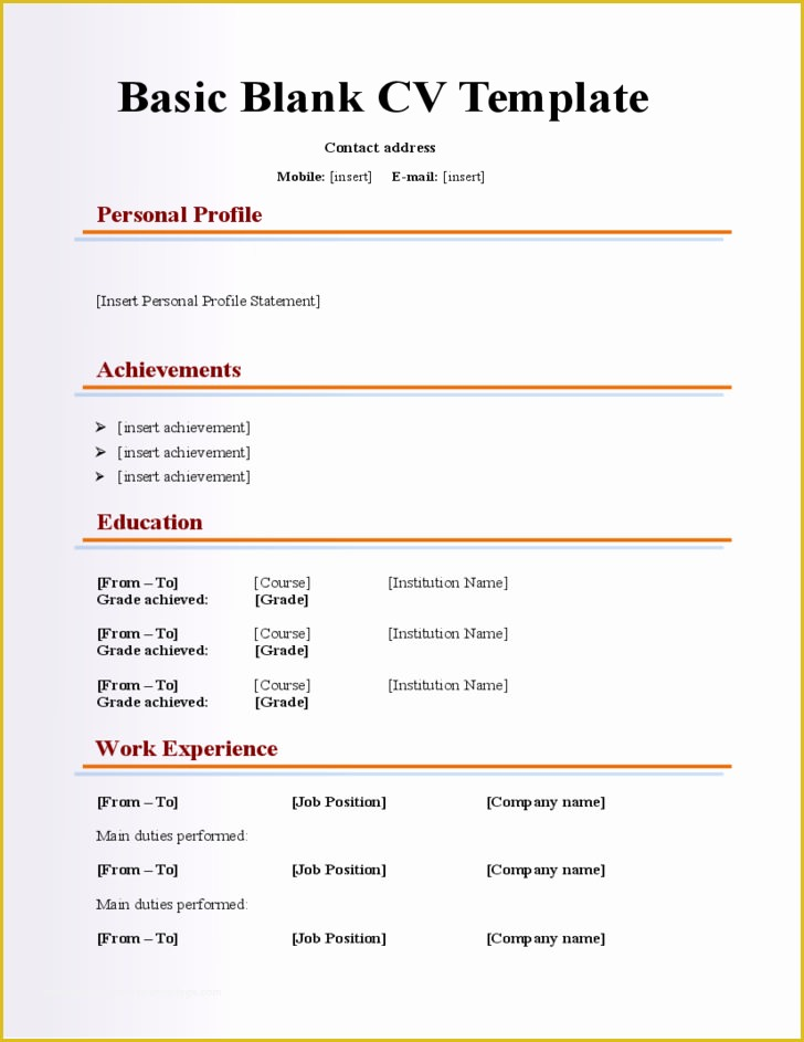 free printable sample resume templates
