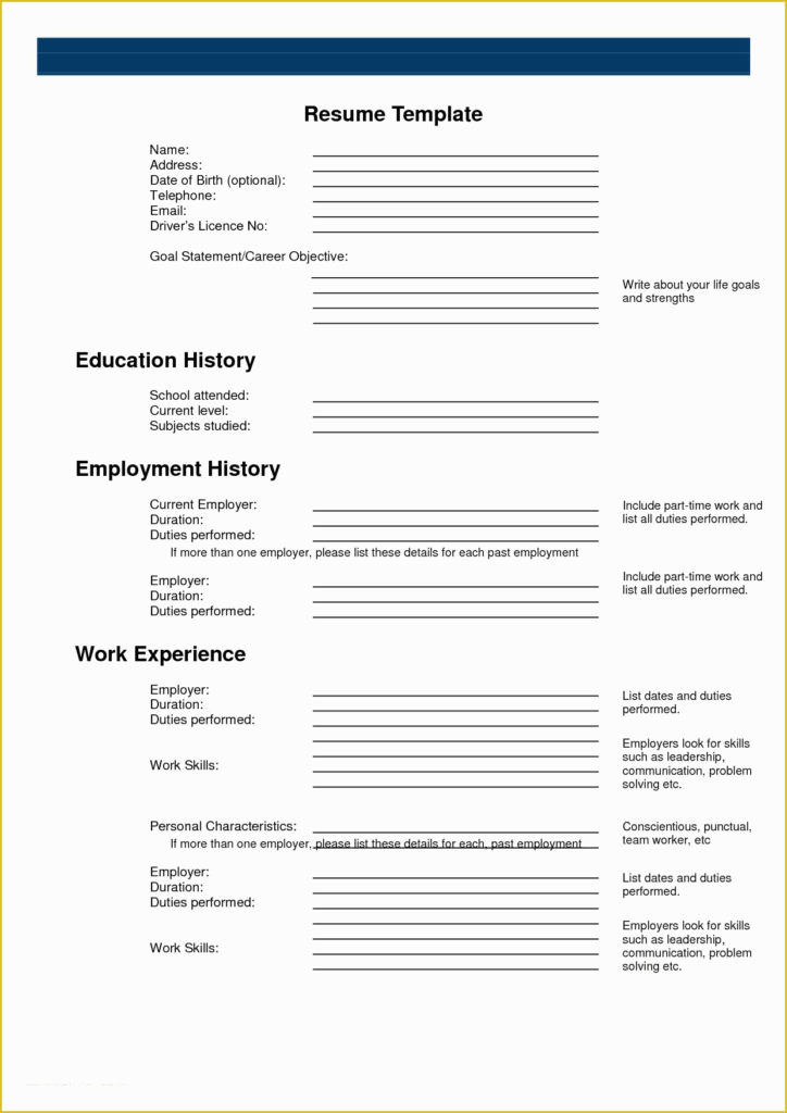 Free Printable Sample Resume Templates Of Free Printable Sample Resume