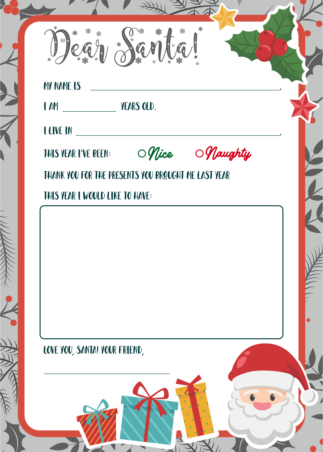 Free Printable Santa Letter Template Free Printable Templates Eroppa