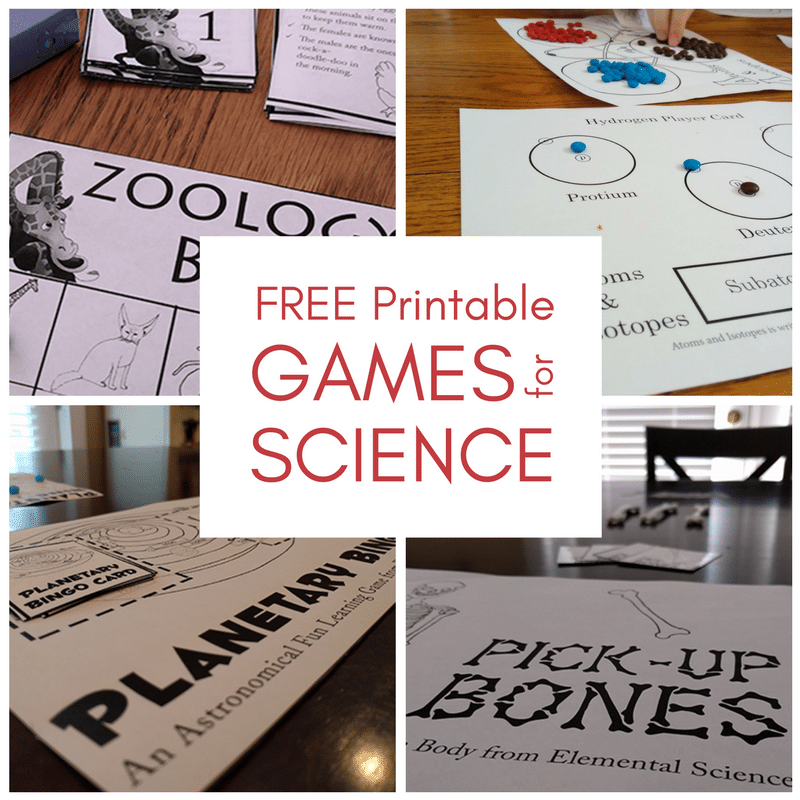 Free Printable Science Games Zoology BINGO Atoms Isotopes More 
