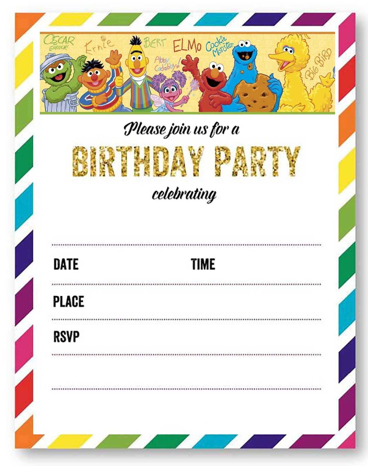 sesame street free invitation templates