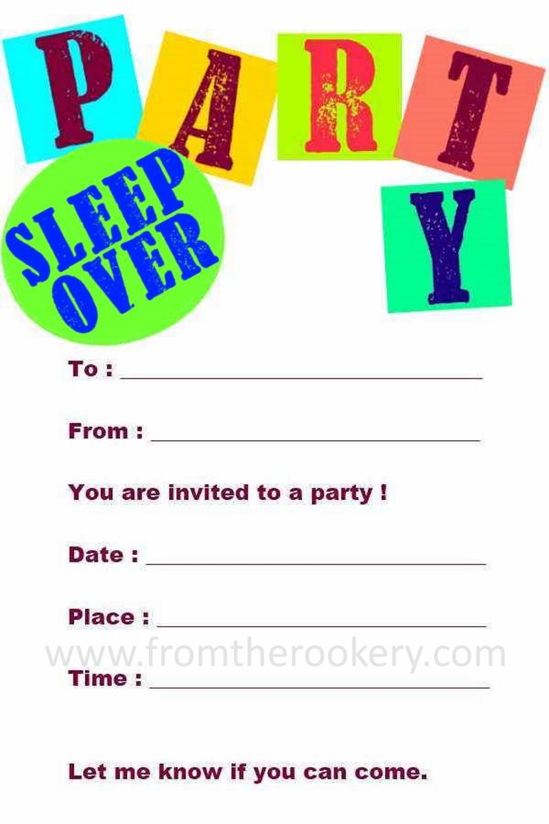 Free Printable Sleepover Party Invites