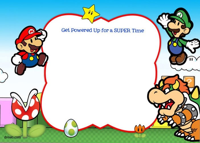 Free Printable Super Mario Bros Invitation Template FREE PRINTABLE 