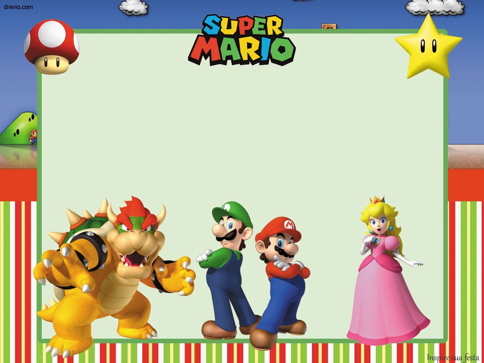 mario bros invitation template
