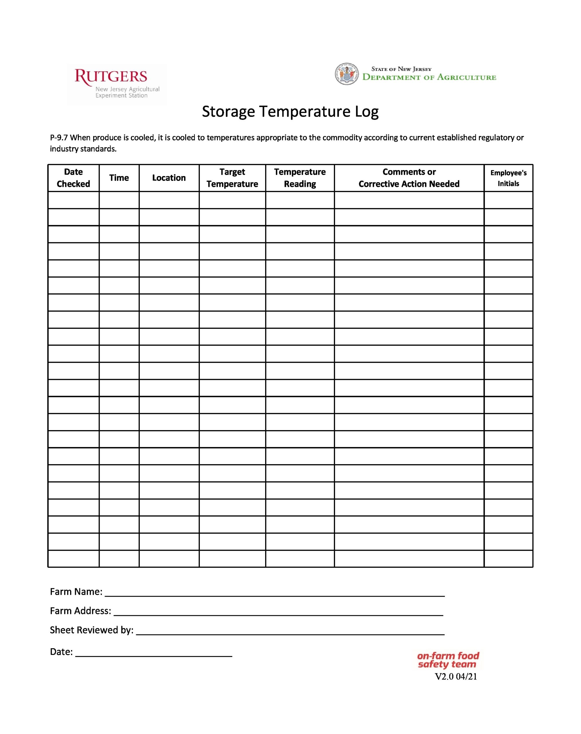 Free Printable Temperature Log Templates Excel Word PDF 54 OFF