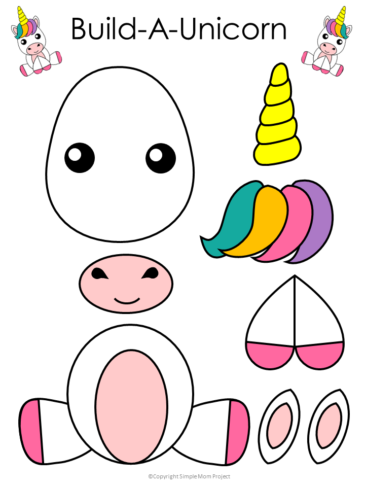 Free Printable Unicorn Craft For Kids Simple Mom Project Hayvanlar