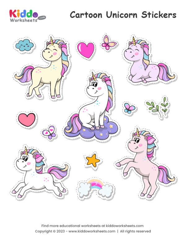 Free Printable Unicorn Stickers Worksheet Kiddoworksheets