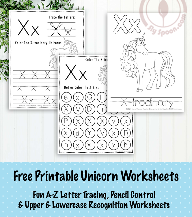 Free Printable Unicorn Themed ABC Worksheets Unicorn ABC Tracing Pages 
