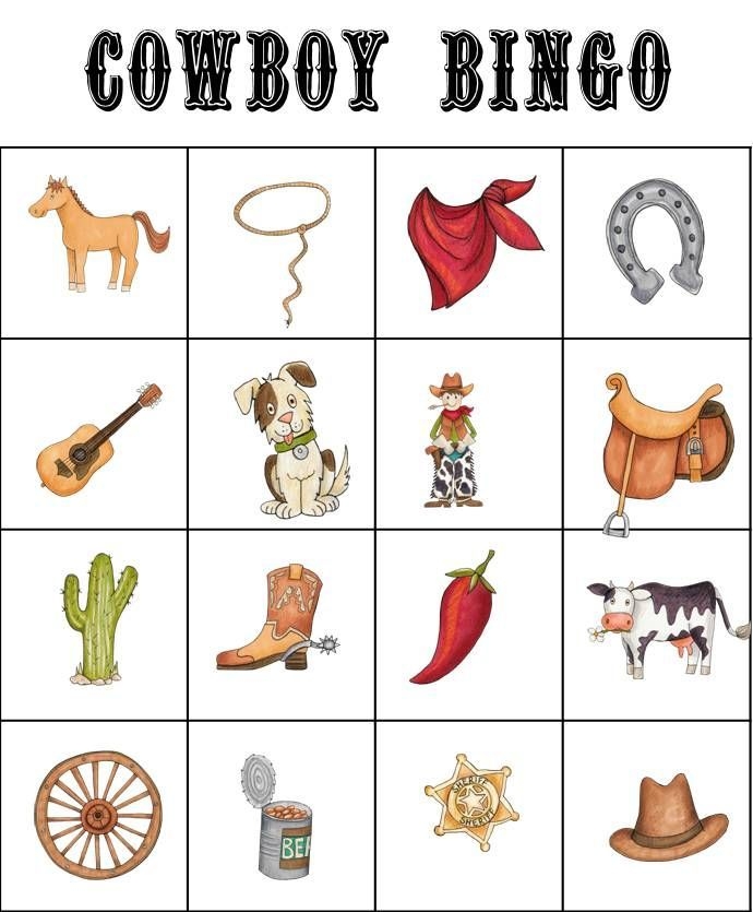free printable western bingo cards