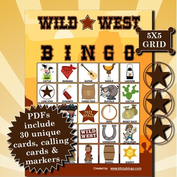 Free Printable Western Bingo Cards Printable Word Searches