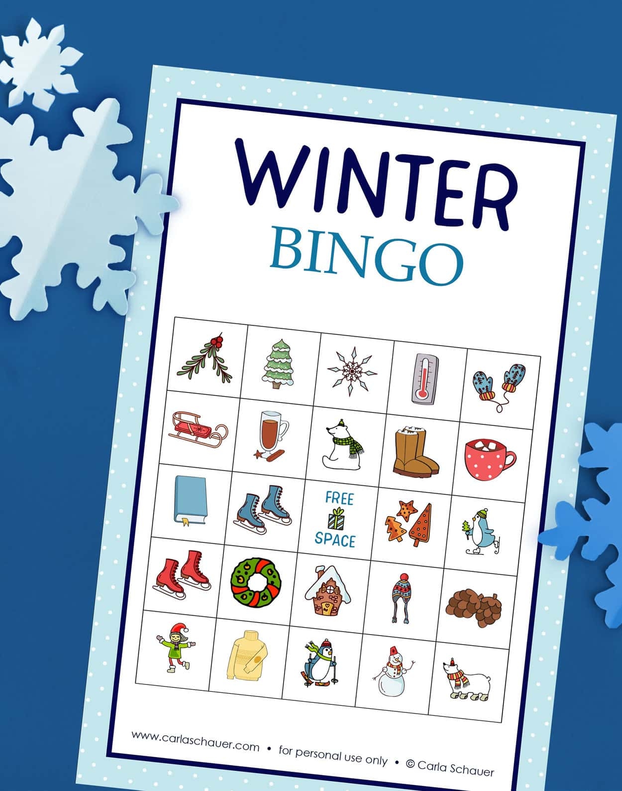 Free Printable Winter Bingo Cards for Kids And Adults Carla Schauer 
