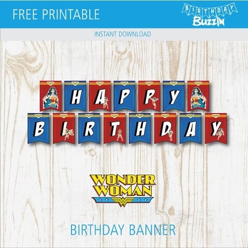 Free Printable Wonder Woman Birthday Banner Birthday Buzzin