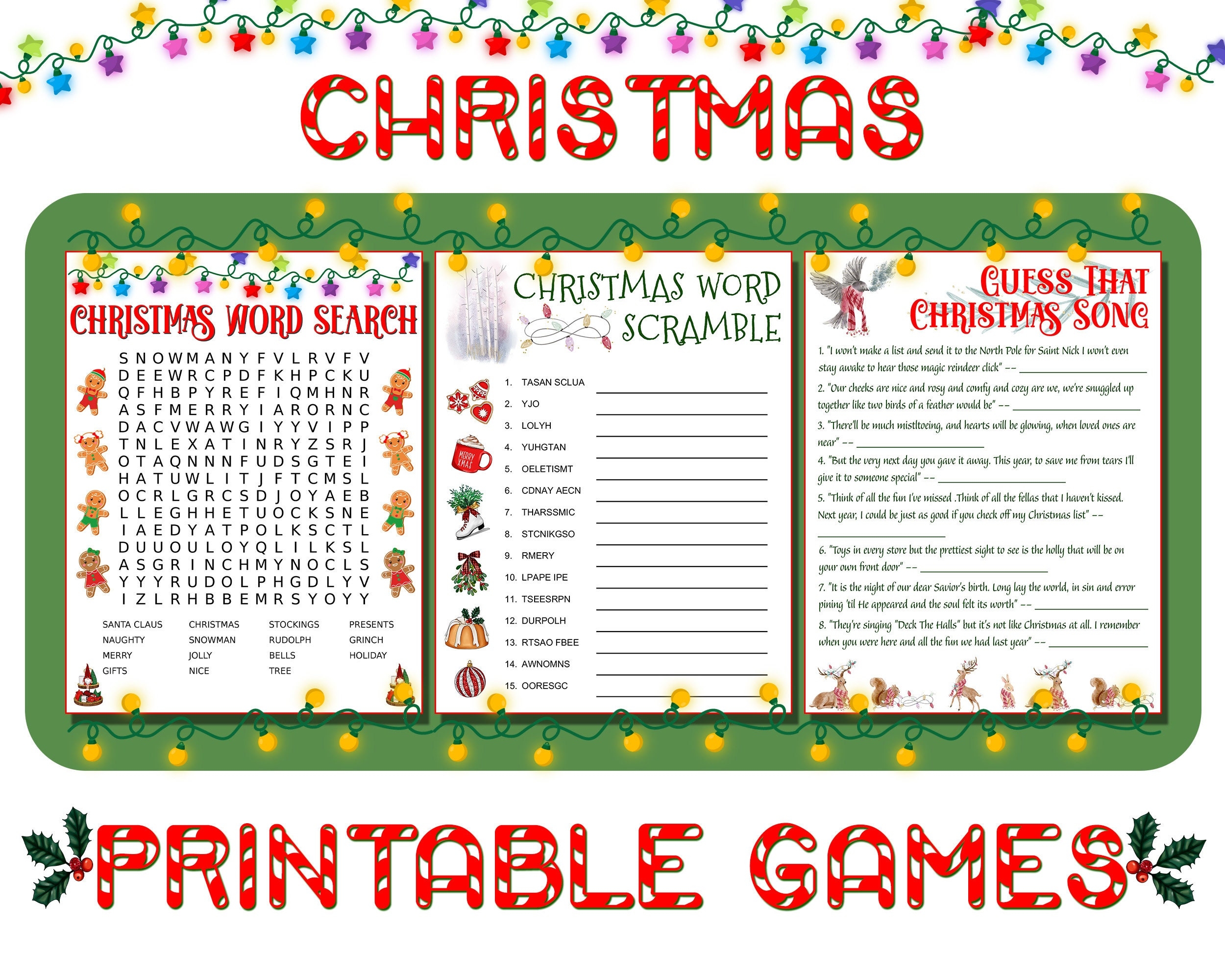printable word games for christmas