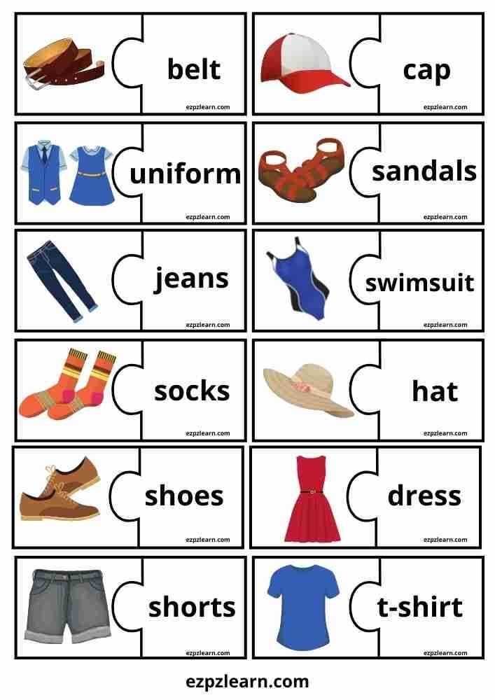 Free Printable Word Match English Vocabulary Game For Kids English