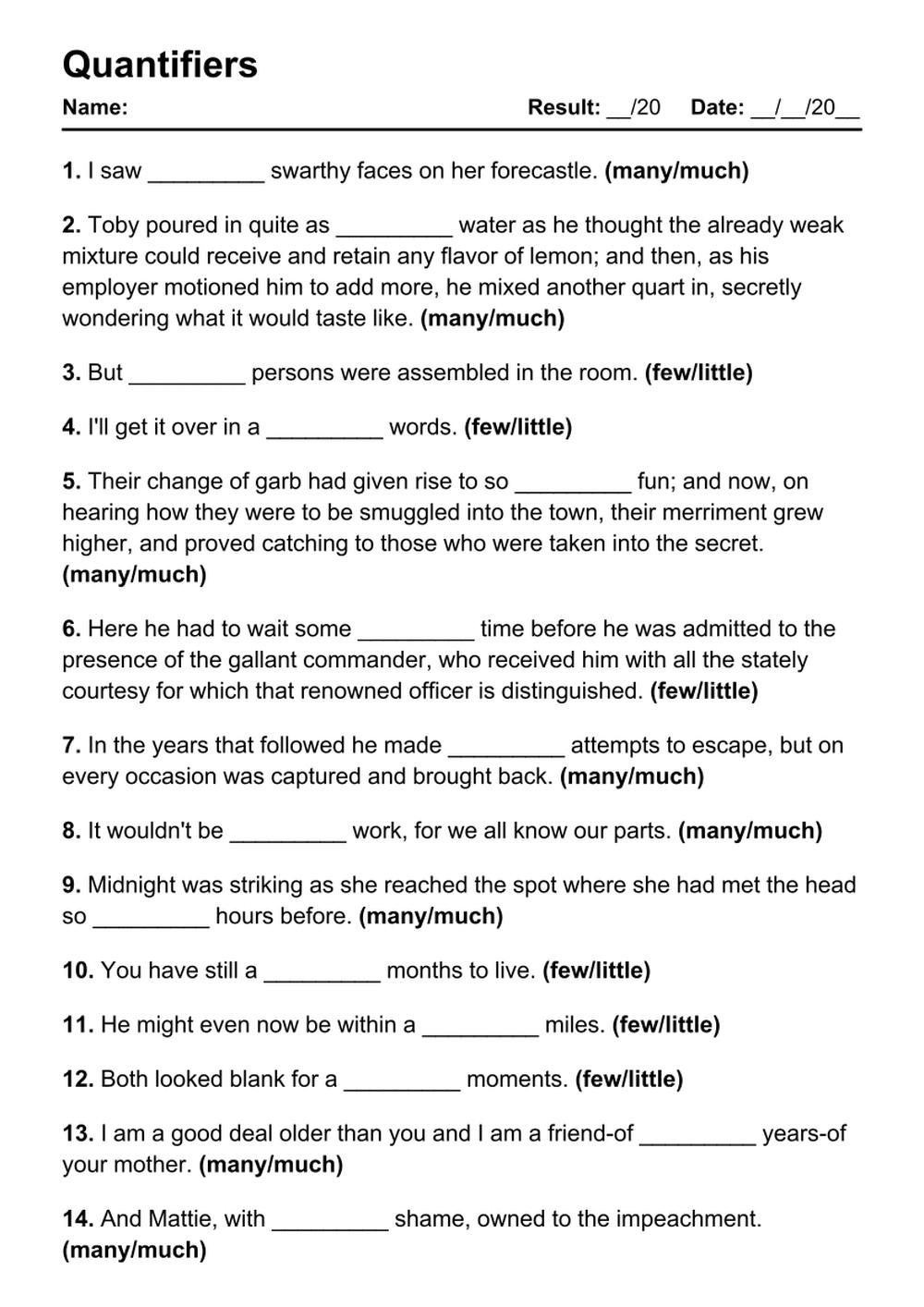 Free Printable Worksheets Quantifiers Download Free Printable 