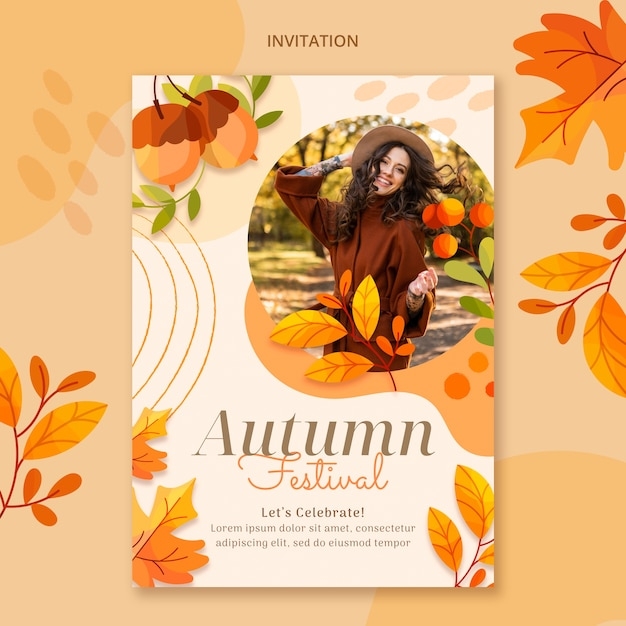 Free PSD Watercolor Autumn Invitation Template Design