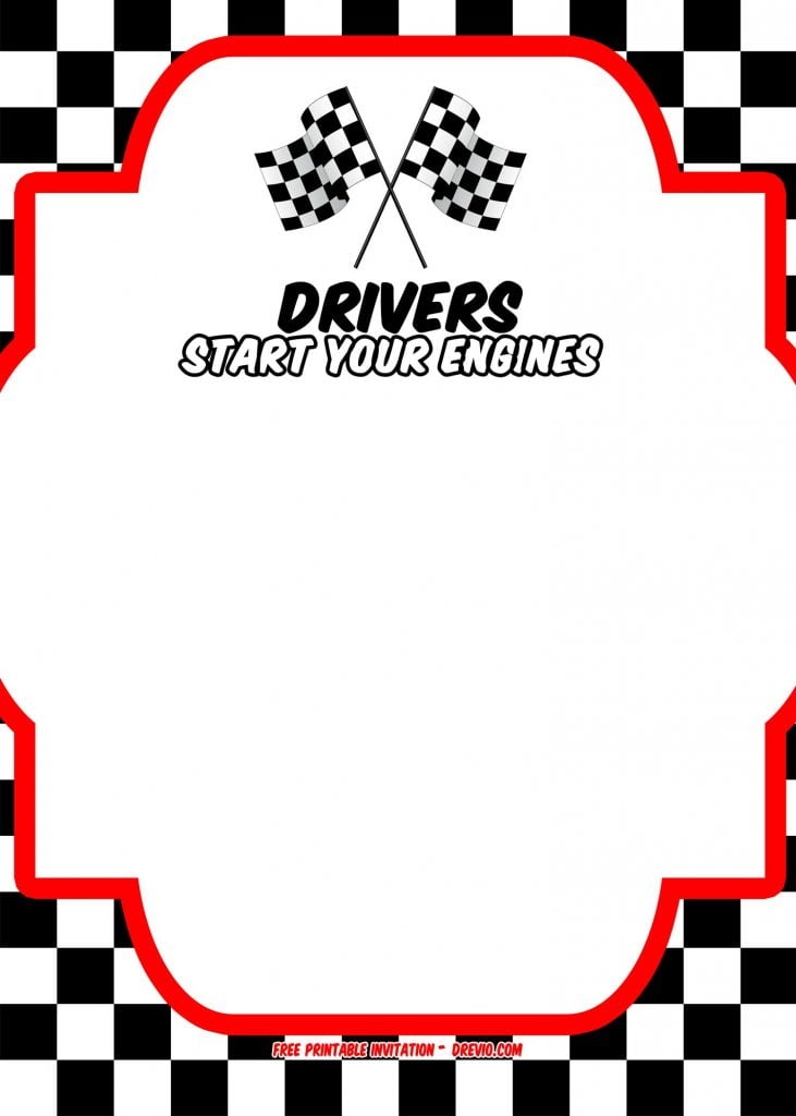 FREE Race Car Birthday Invitation Template Printable DREVIO