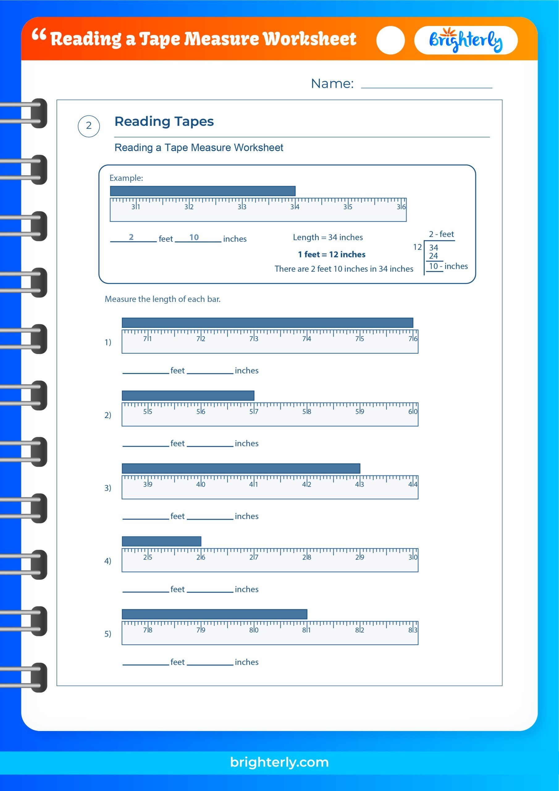 Free Reading A Tape Measure Worksheets PDFs Brighterly