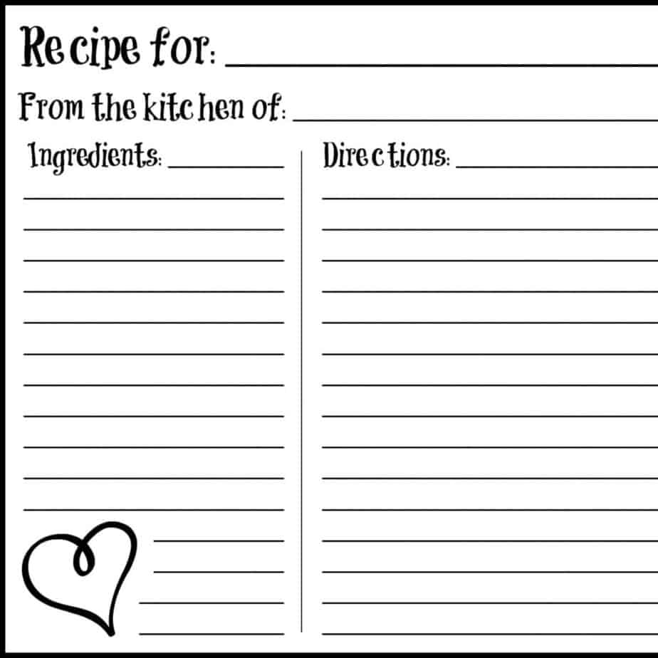 free recipe card templates printables