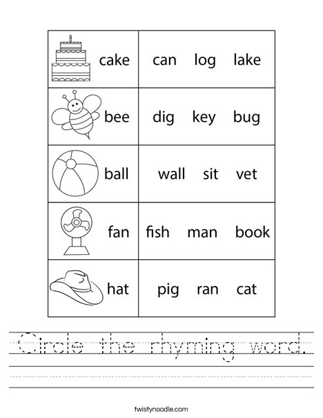 Free Rhyming Words Worksheets For Kindergarten Active Little Kids