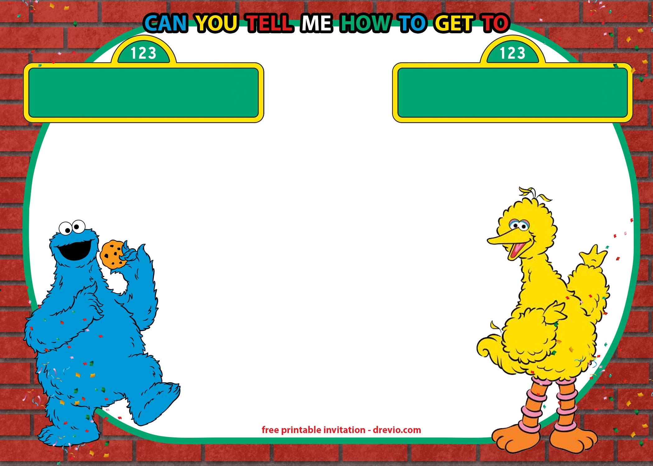 FREE Sesame Street Invitation Template For Twins DREVIO