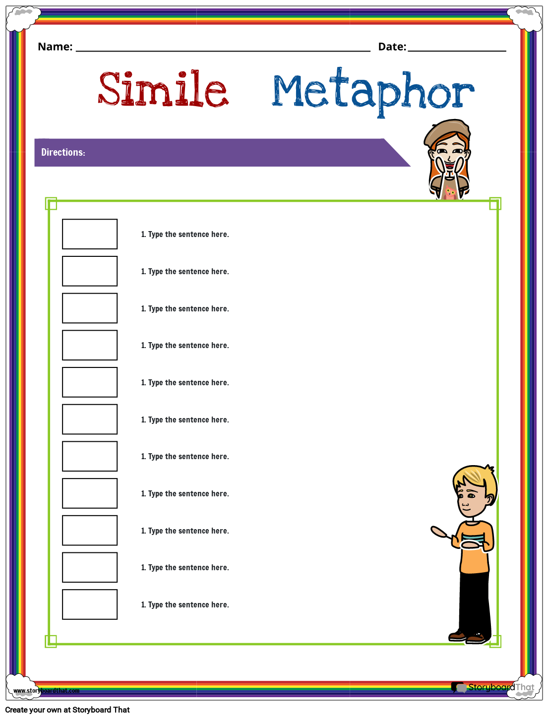 simile vs metaphor worksheet