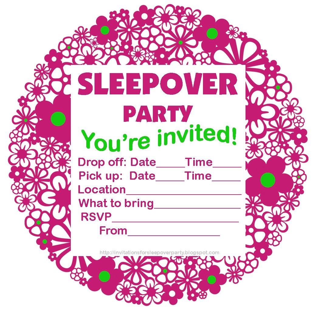 Free Sleepover Invitation Template Dev onallcylinders