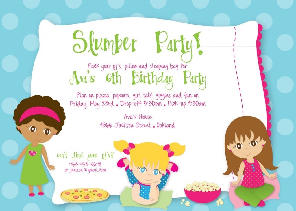 Free Slumber Party Invitations Templates