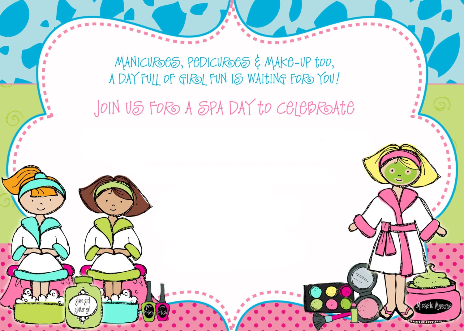 spa party invitation free template