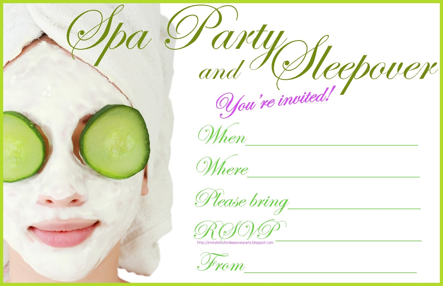 Free Spa Party Invitation Printable
