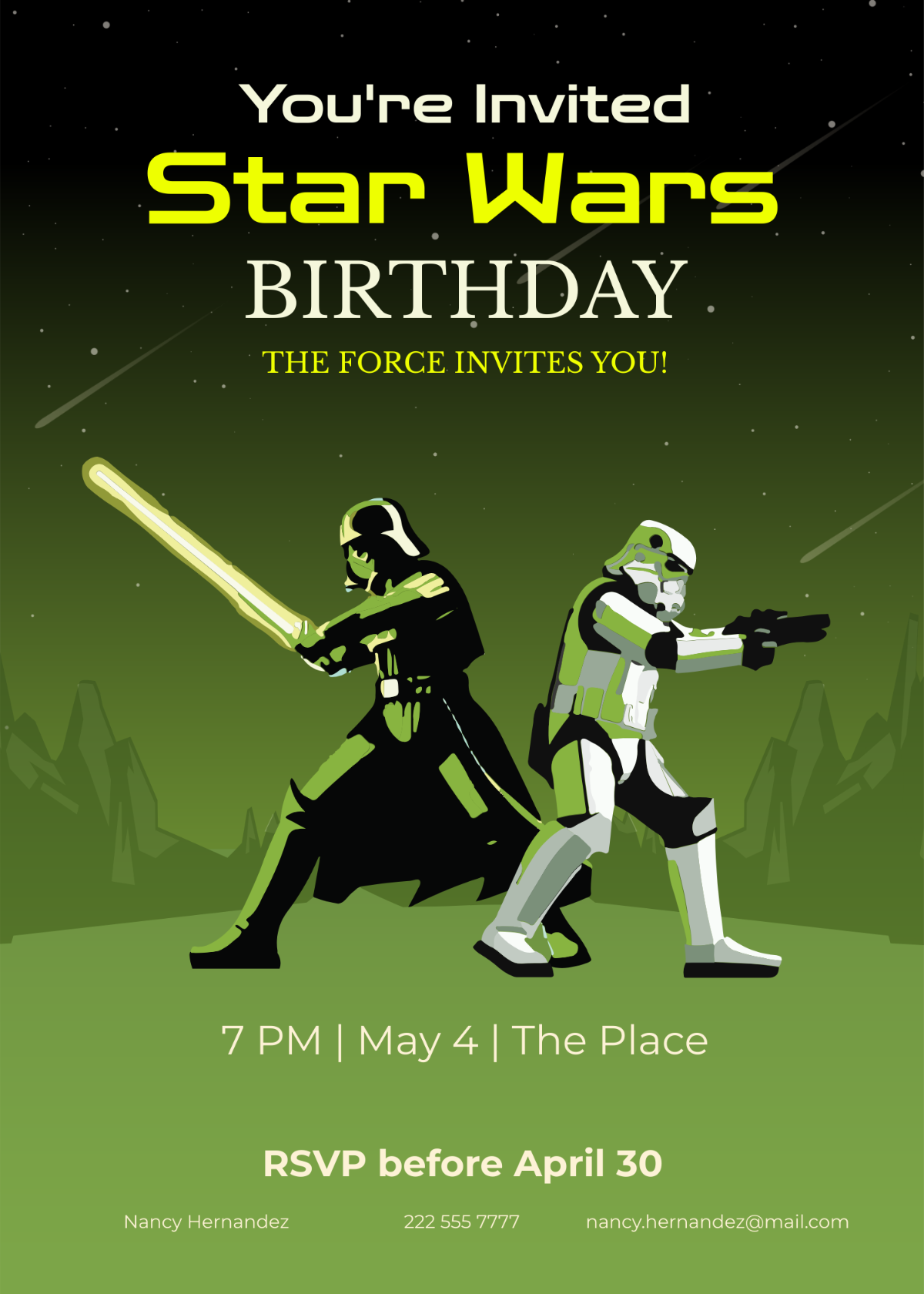 Free Star Wars Photo Birthday Invitation Template To Edit Online