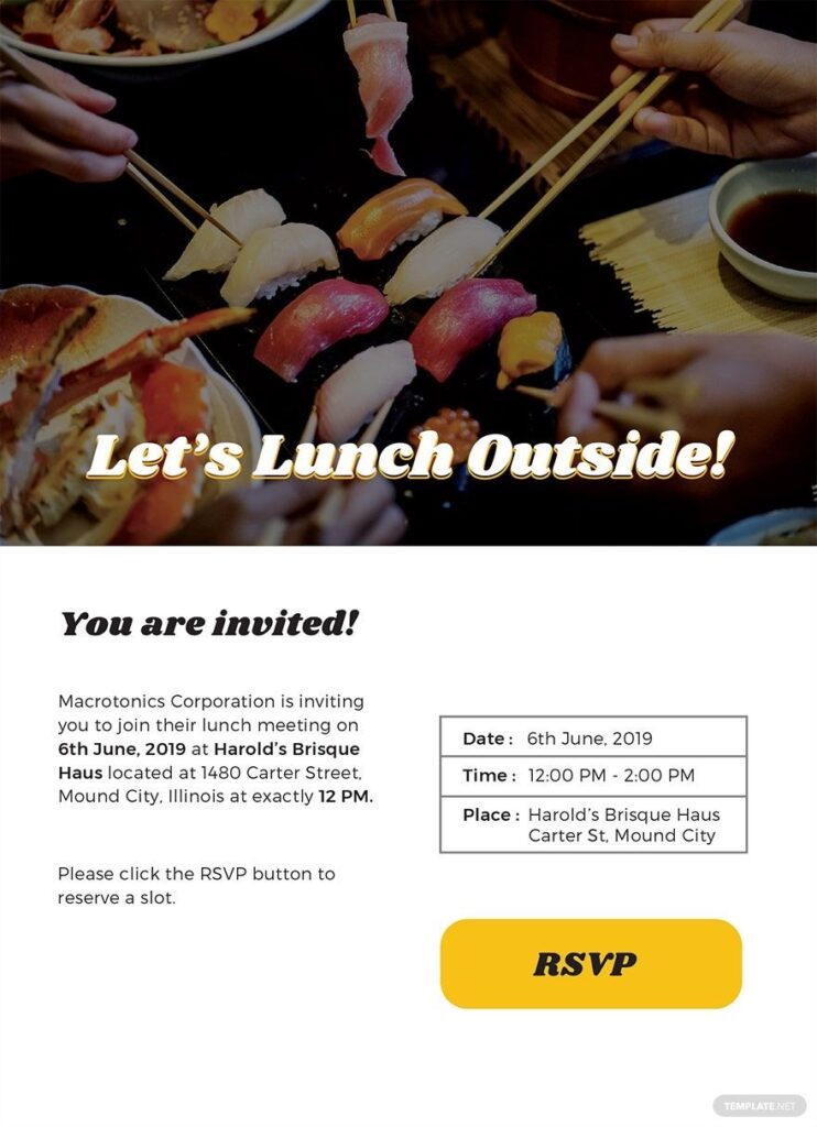 FREE Team Lunch Invitation Templates Examples Edit Online