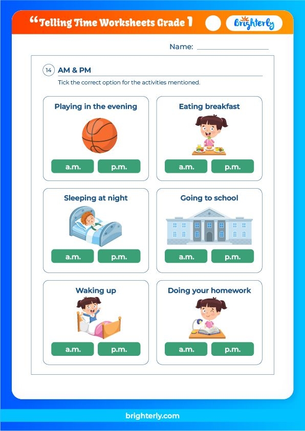 time worksheets grade 1