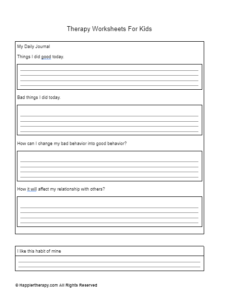 FREE Therapeutic Worksheets For Kids And Teens Worksheets Library