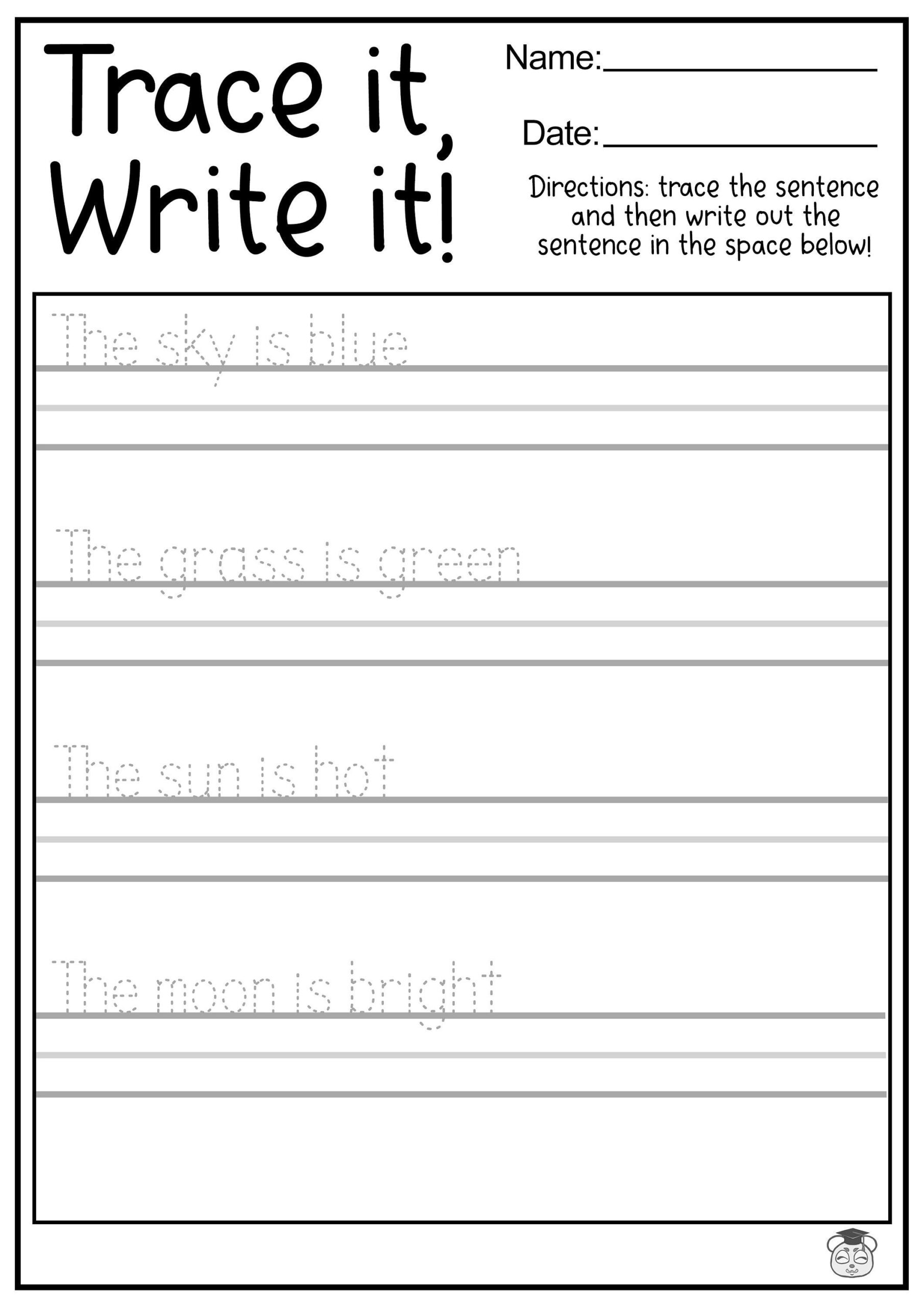 Free Trace Sentences Worksheet Download Free Trace Sentences Worksheet 