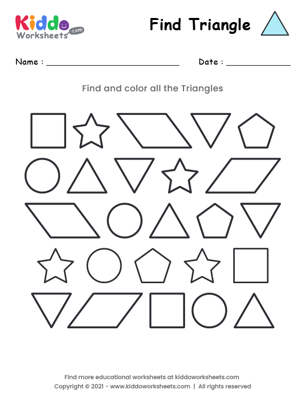 Free Triangle Shape Activity Worksheets For School Children 