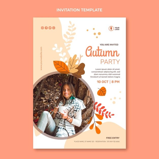 Free Vector Flat Autumn Invitation Template