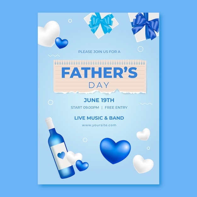 Free Vector Realistic Father 39 s Day Invitation Template