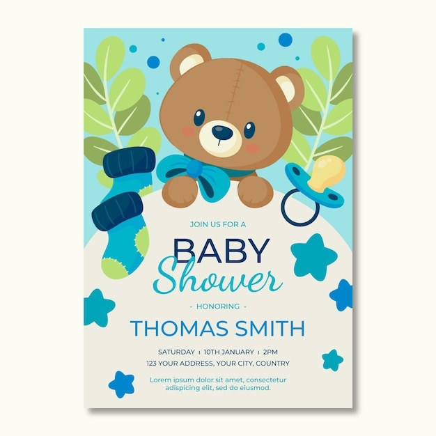 teddy bear invitation template free